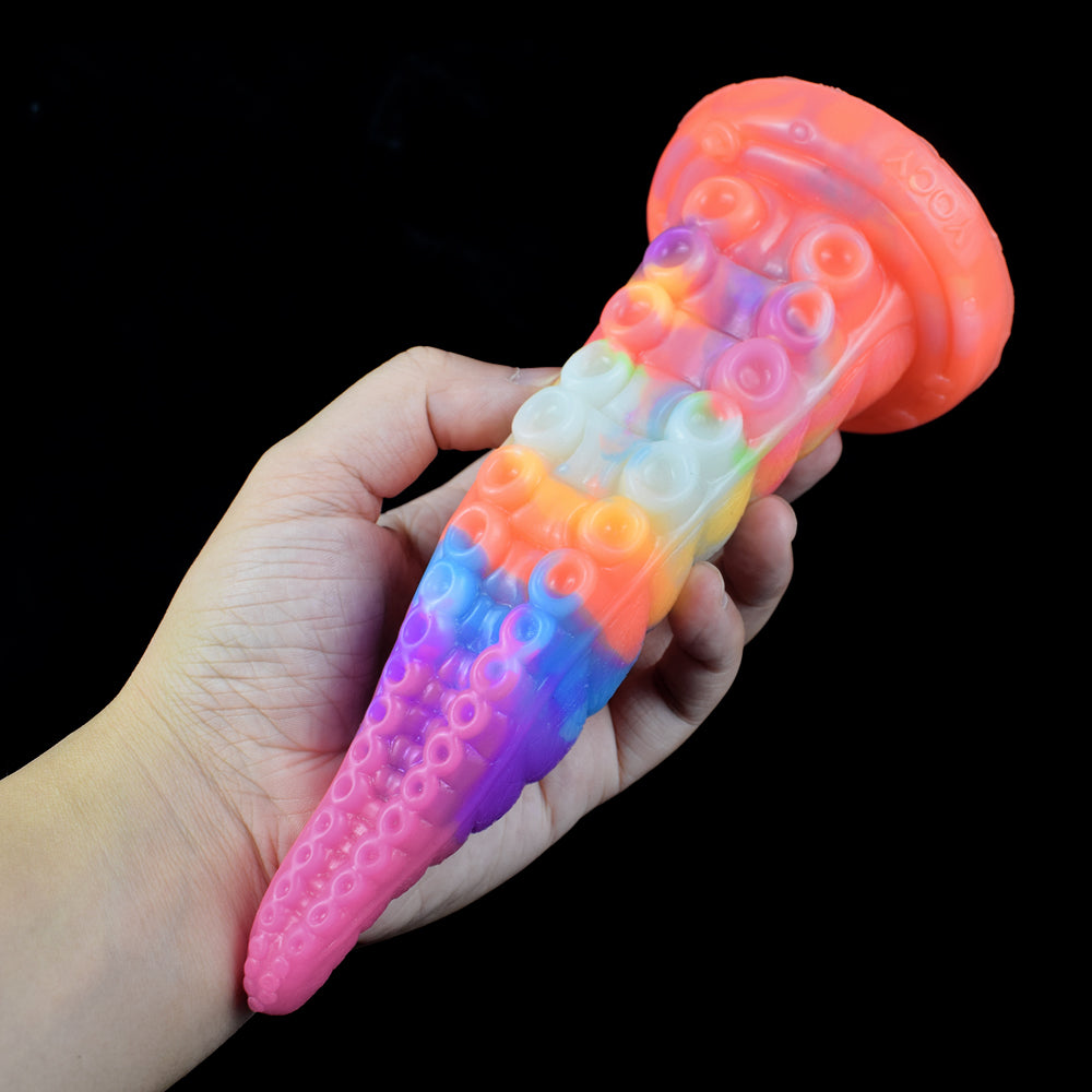 Rainbow Glow in the Dark Tongue Tentacle Dildo