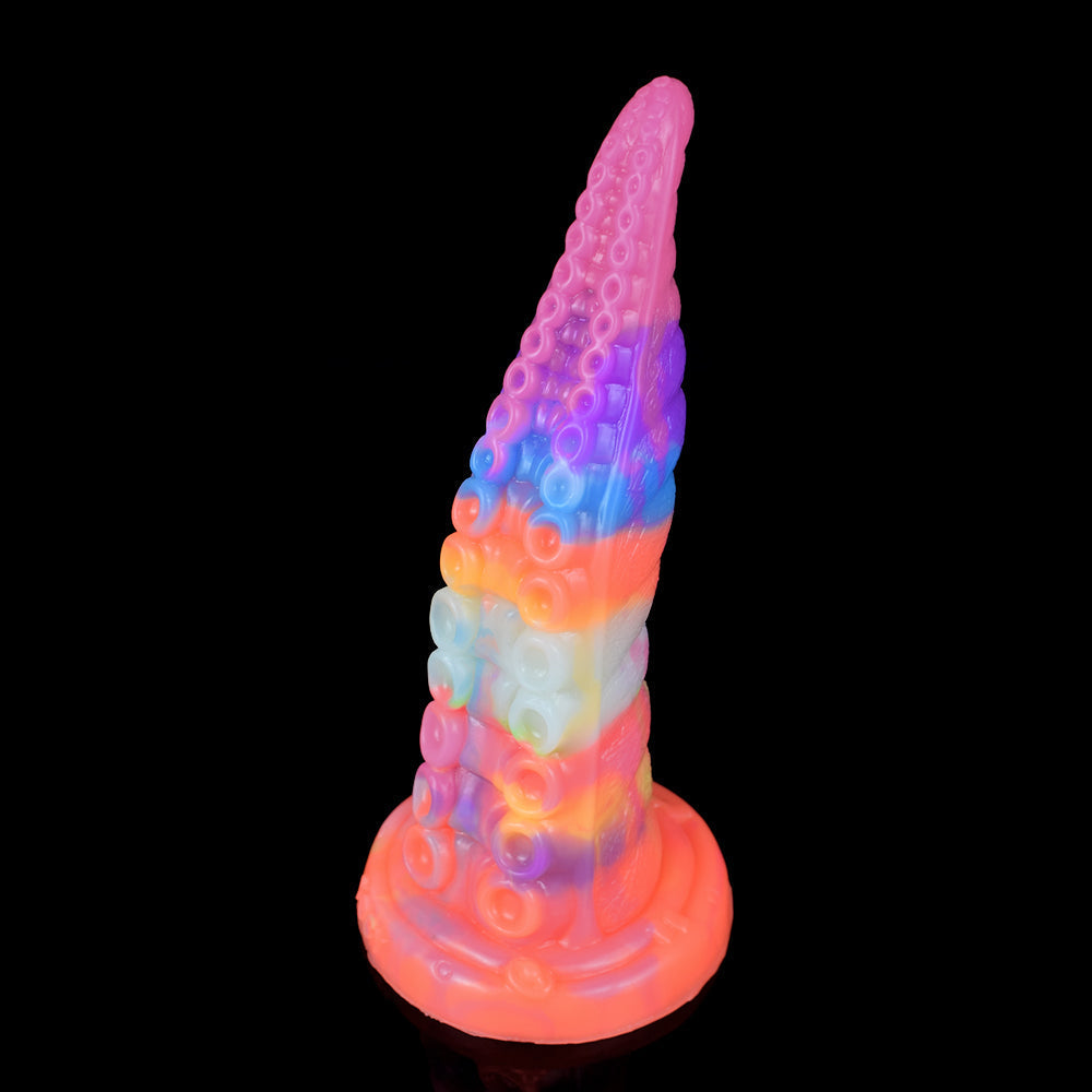 Rainbow Glow in the Dark Tongue Tentacle Dildo
