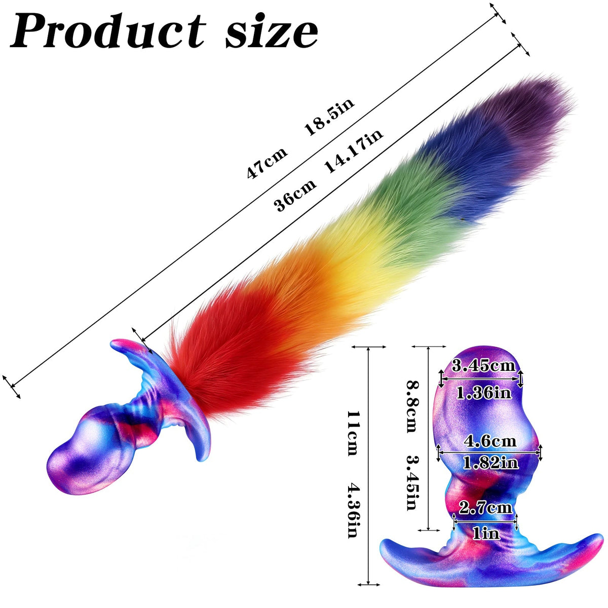 Rainbow Furry Silicone Fox Tail Anal Plug
