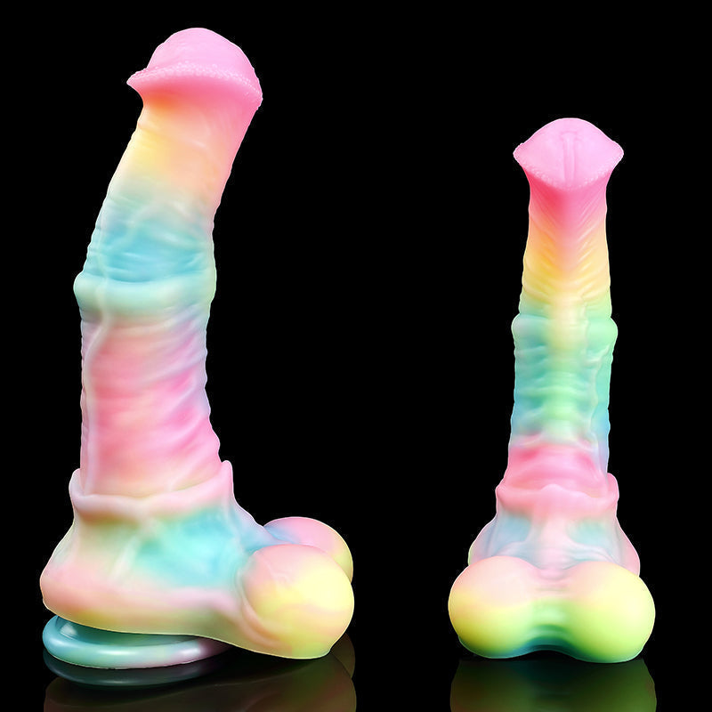 Glow in the Dark Fantasy Rainbow Horse Dildo