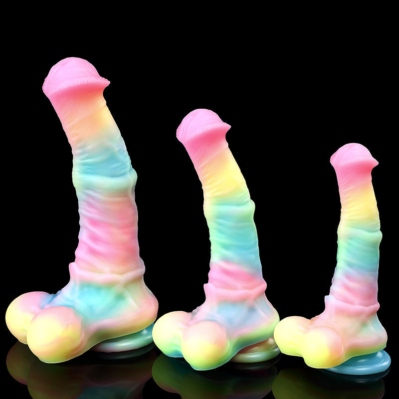 Glow in the Dark Fantasy Rainbow Horse Dildo