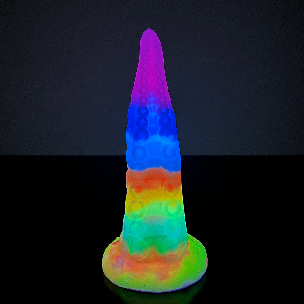 Rainbow Glow in the Dark Tongue Tentacle Dildo