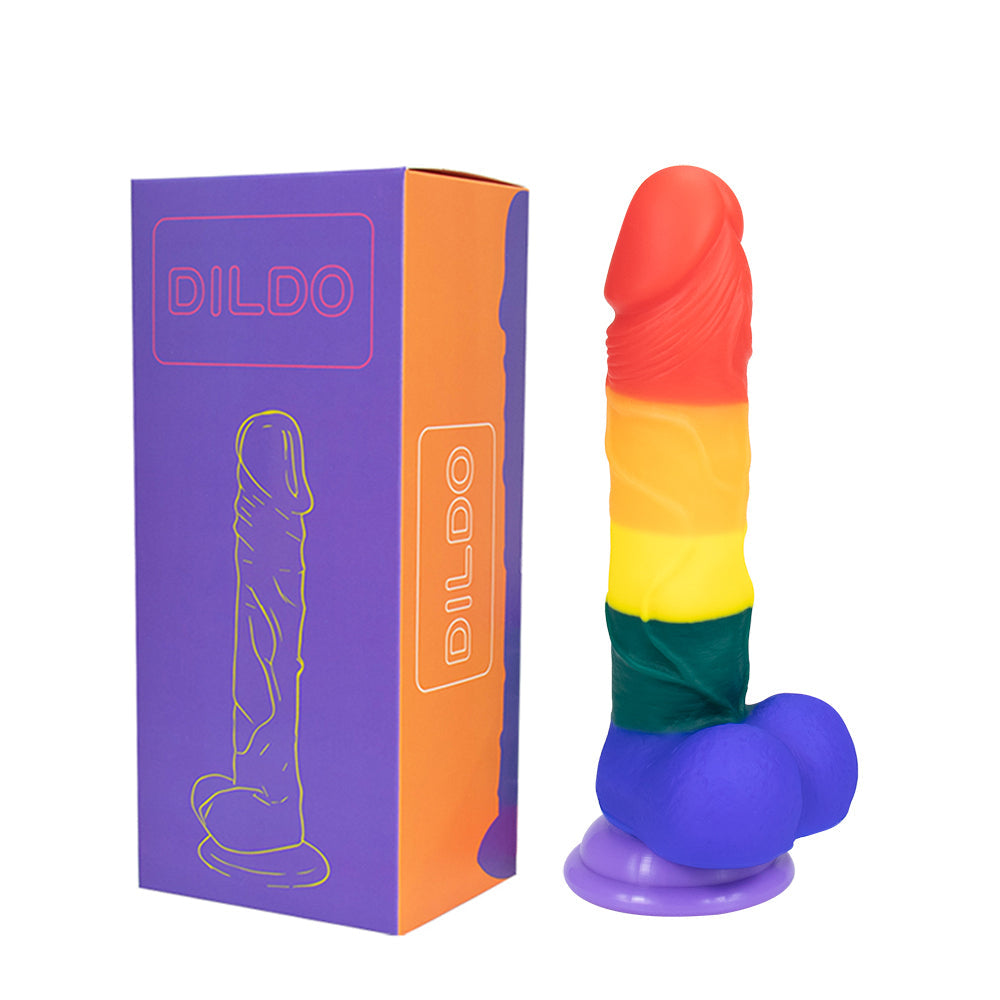 7.8 Inch LGBT Rainbow Silicone Strap on Dildo