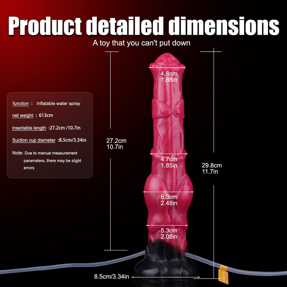 27.9 cm Red Inflatable Ejaculating Horse Dildo