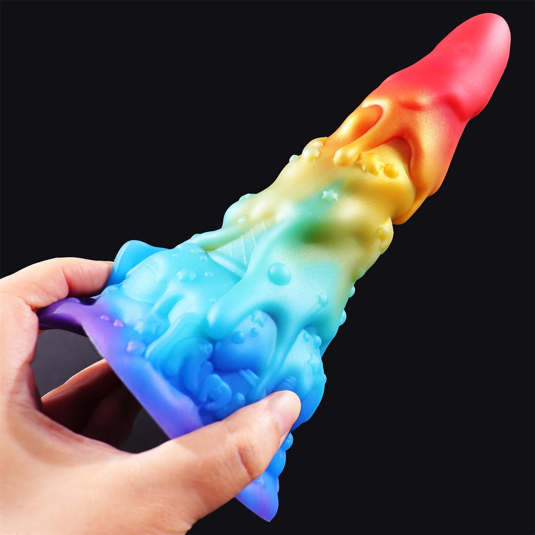 7 Inch Tapered Cone Discreet Rainbow Dildo