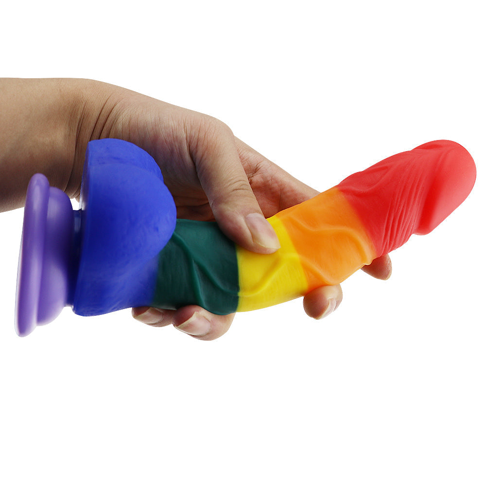 7.8 Inch LGBT Rainbow Silicone Strap on Dildo
