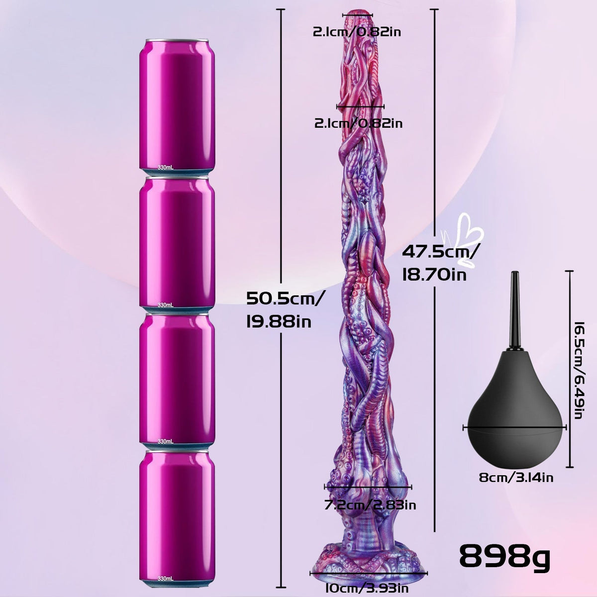 20 Inch Purple Fantasy Slim Tentacle Ejaculating Dildo
