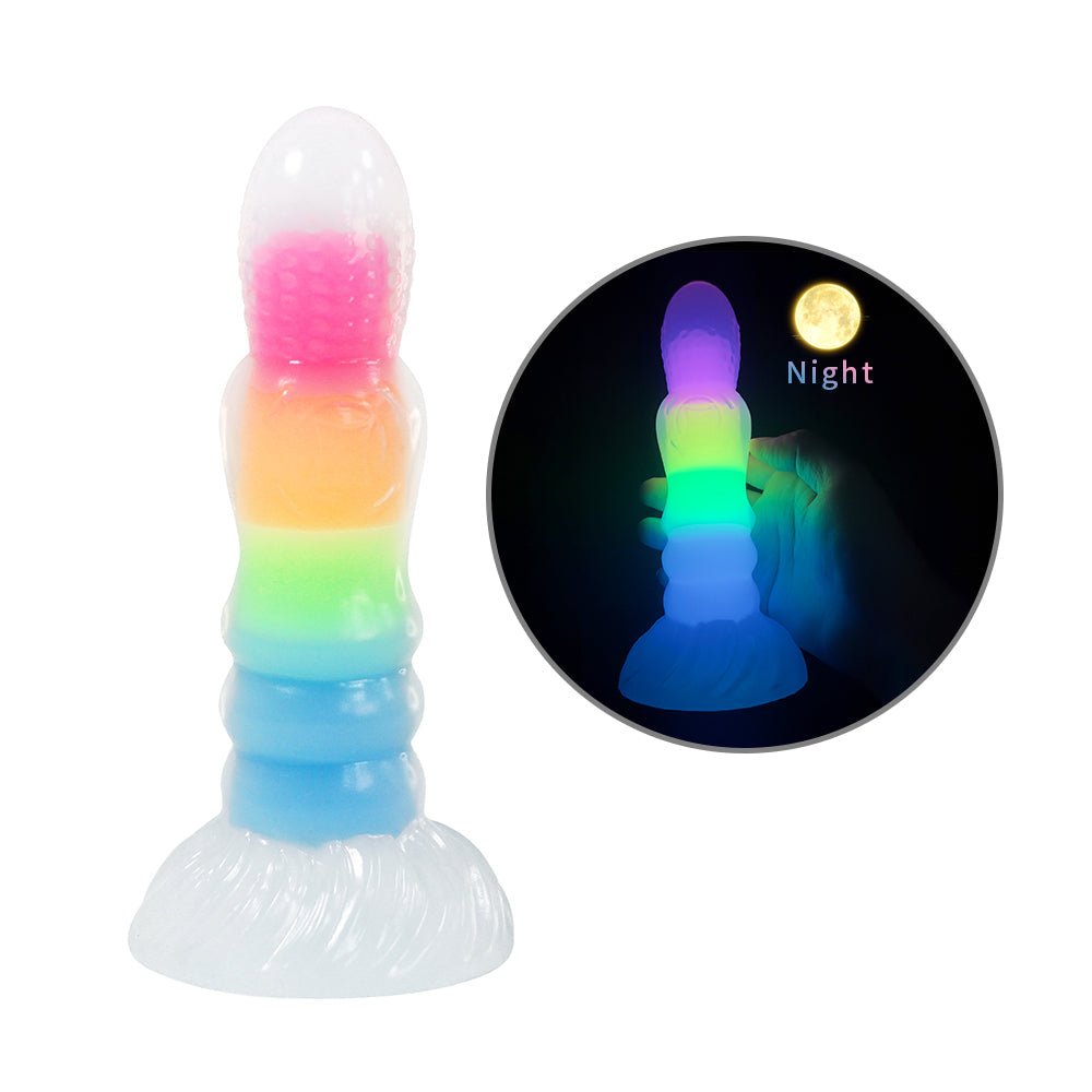 Rainbow Glow In The Dark Knot Dildo