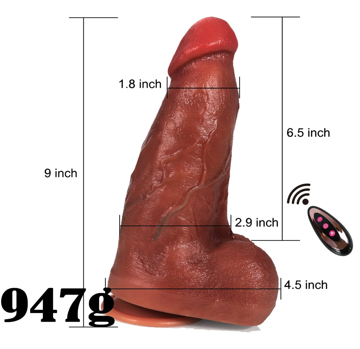 Big Fat Dildo with Vibrator 22.9 cm Thick