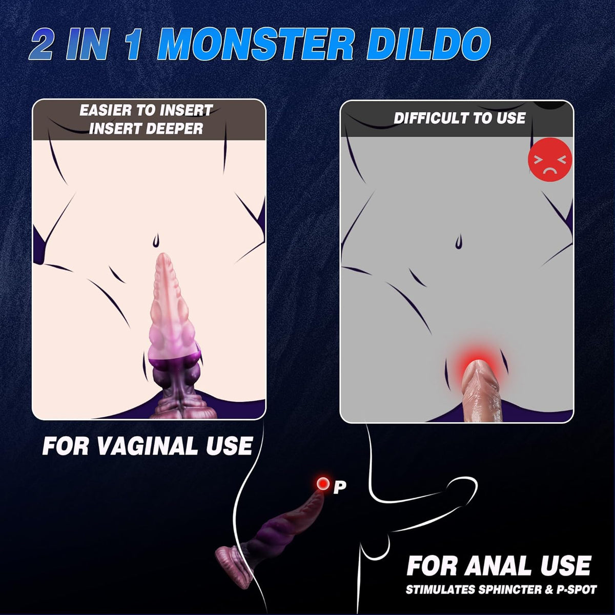 8 Inch Purple Monster Tongue Huge Anal Plug