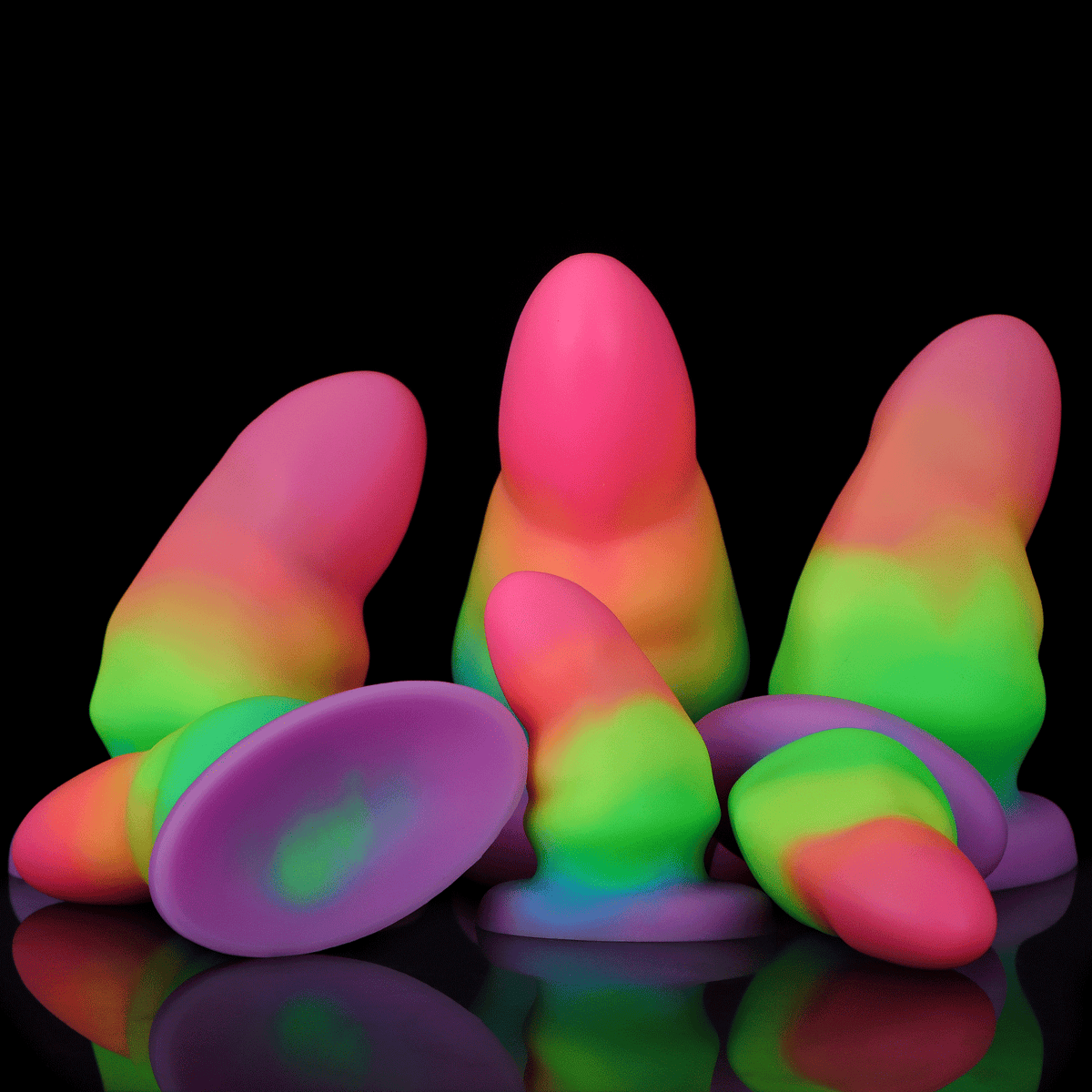 Rainbow Light Up Short Thick Butt Plug