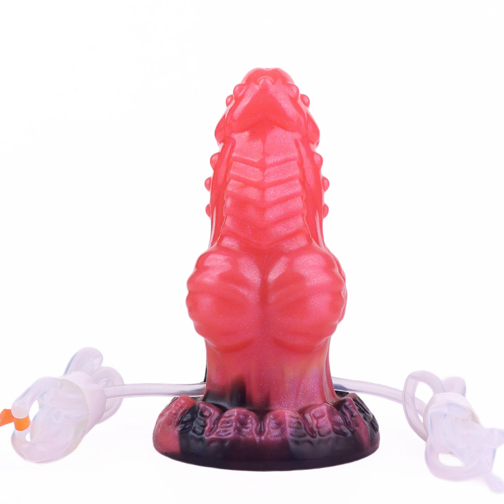 Red Spiked Squirting Inflatable Knotted Dildo