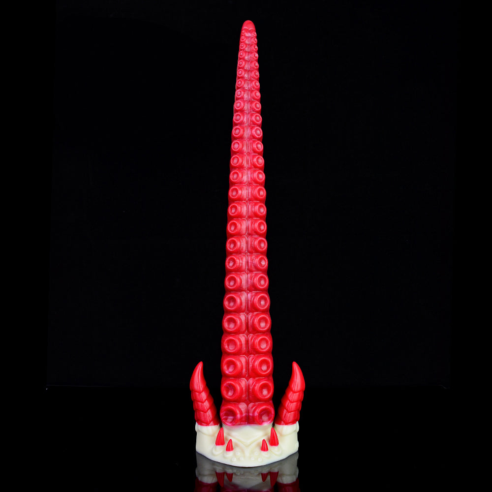 17 Inch Red Long Spiked Ribbed Tentacle Dildo