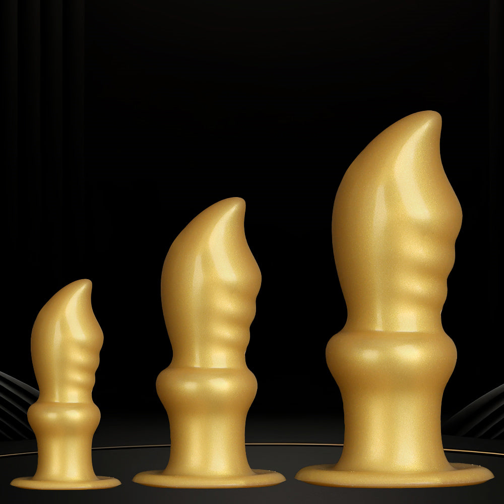 10 Inch Gold Tapered Curved Huge Butt Plug