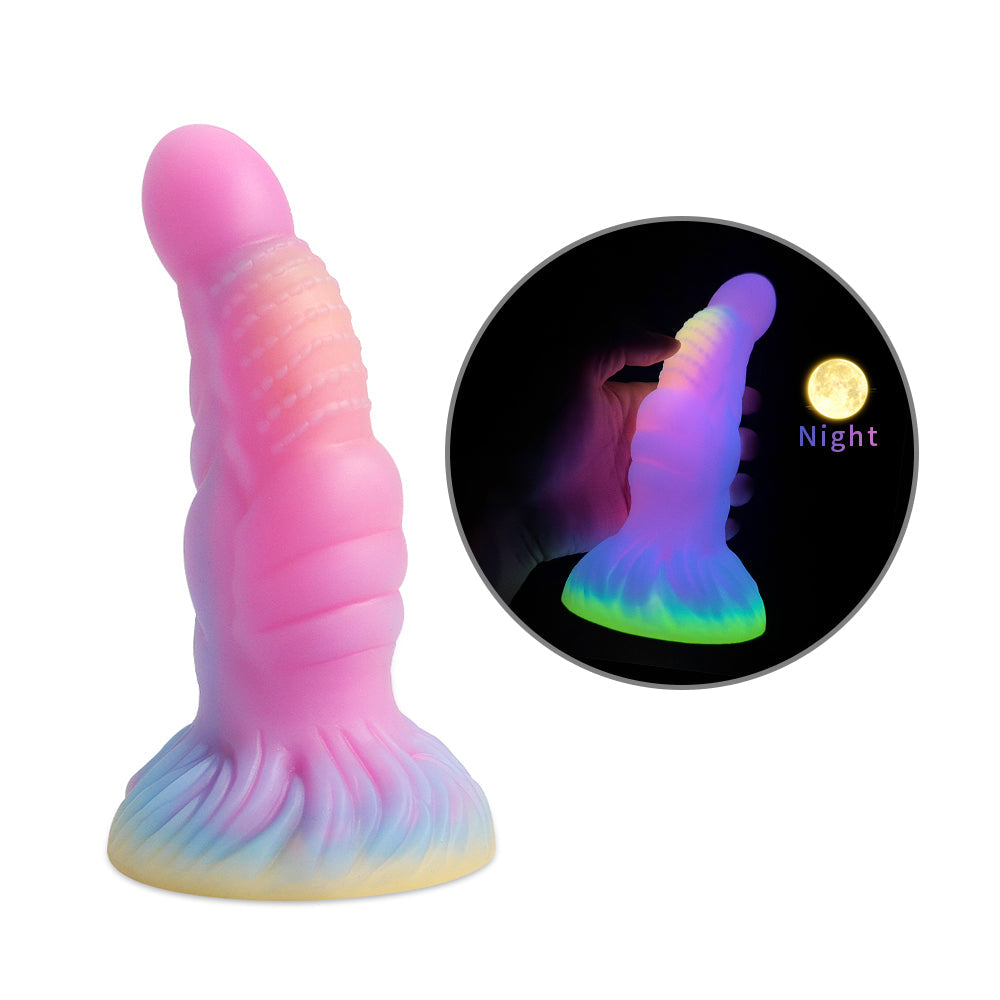 7 Inch Light up Pink Fantasy Ribbed Monster Dildo