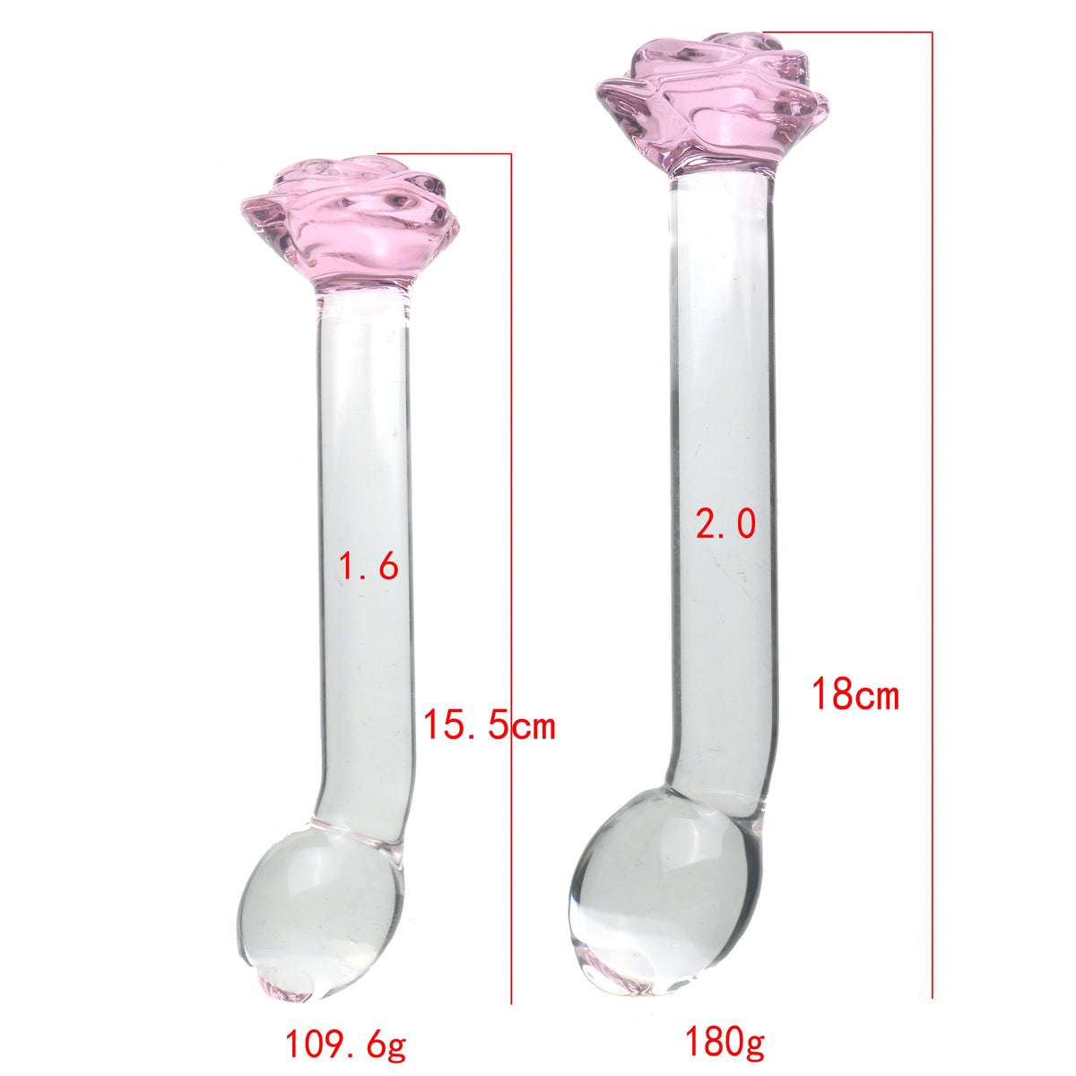 7 Inch Pink Rose Clear Glass Massager Dildo