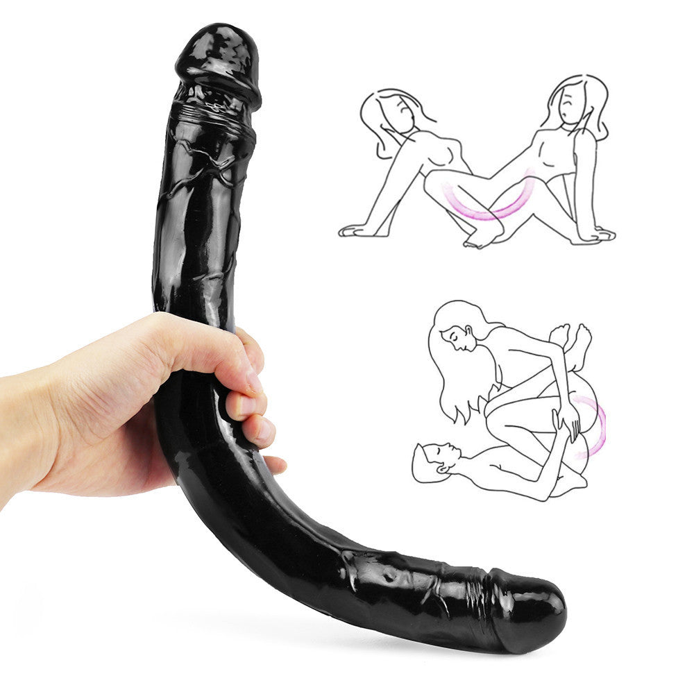 15 Inch Black Long BBC Double Ended Dildo
