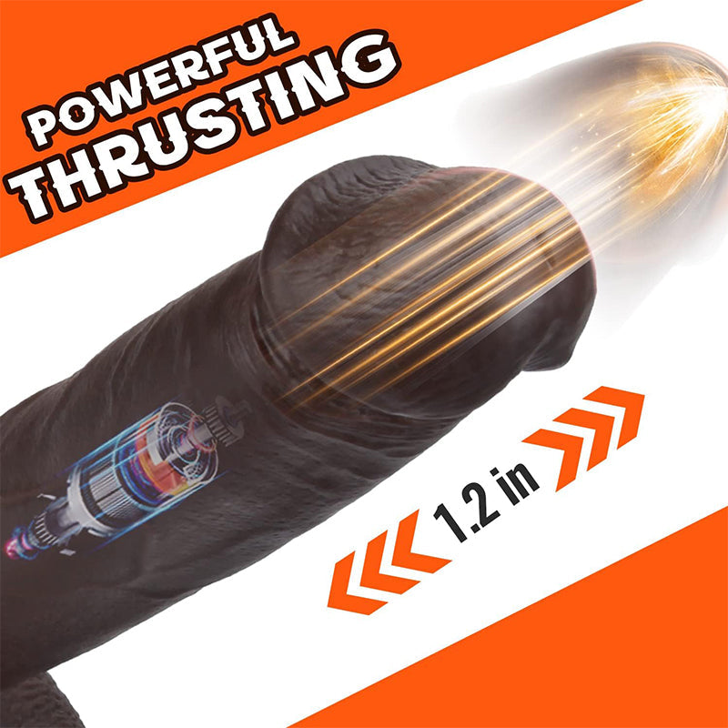 22.9 cm Black Heated Vibrating Thrusting Dildo