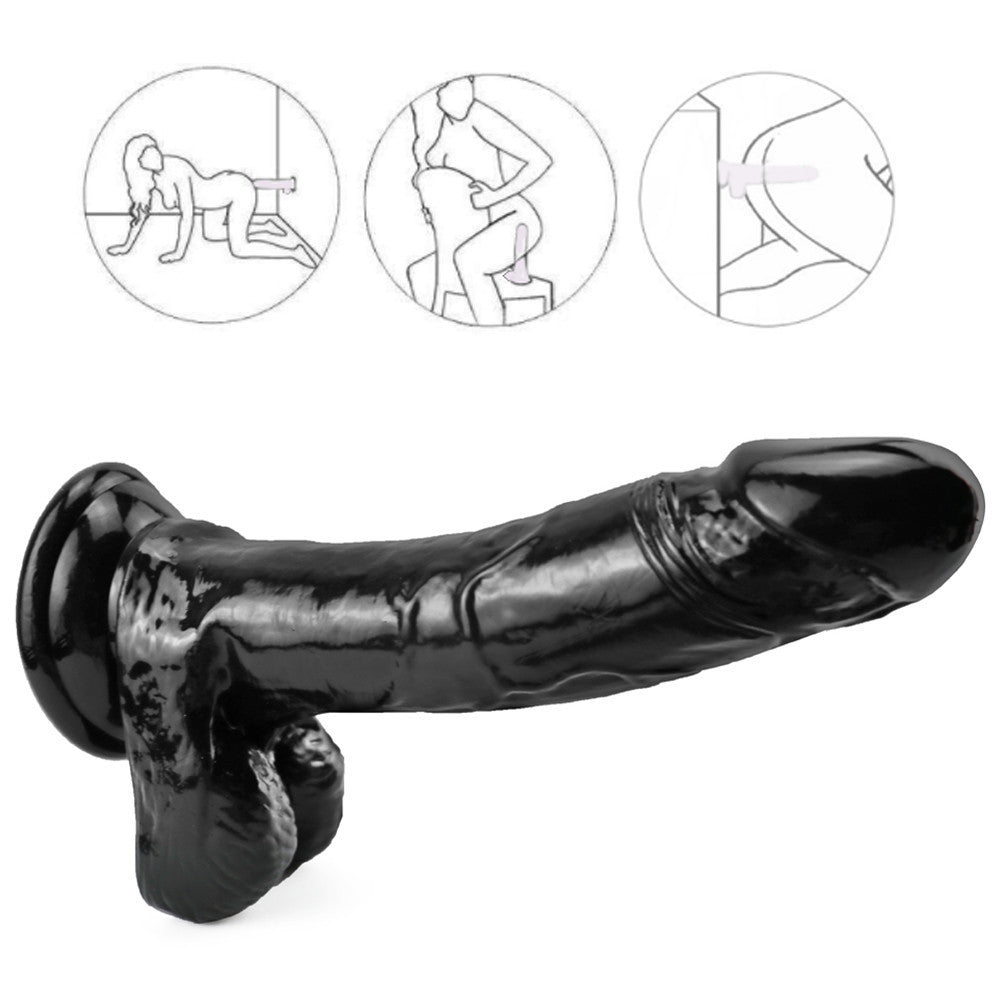 19.8 cm Curved Realistic Black Dildo