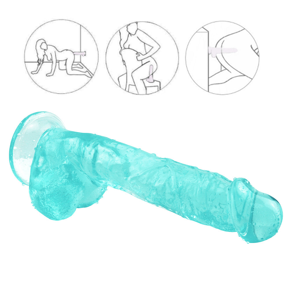 9 Inch Green Clear Jelly Textured Anal Dildo