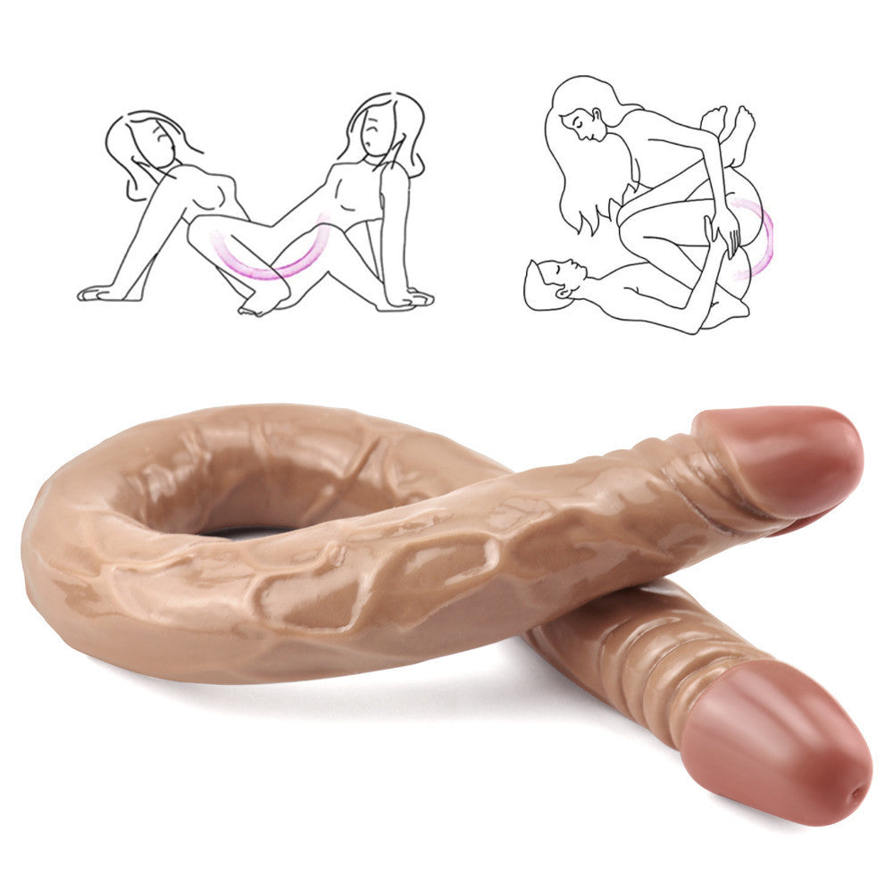 21 Inch Brown Realistic Lesbian Double Ended Dildo