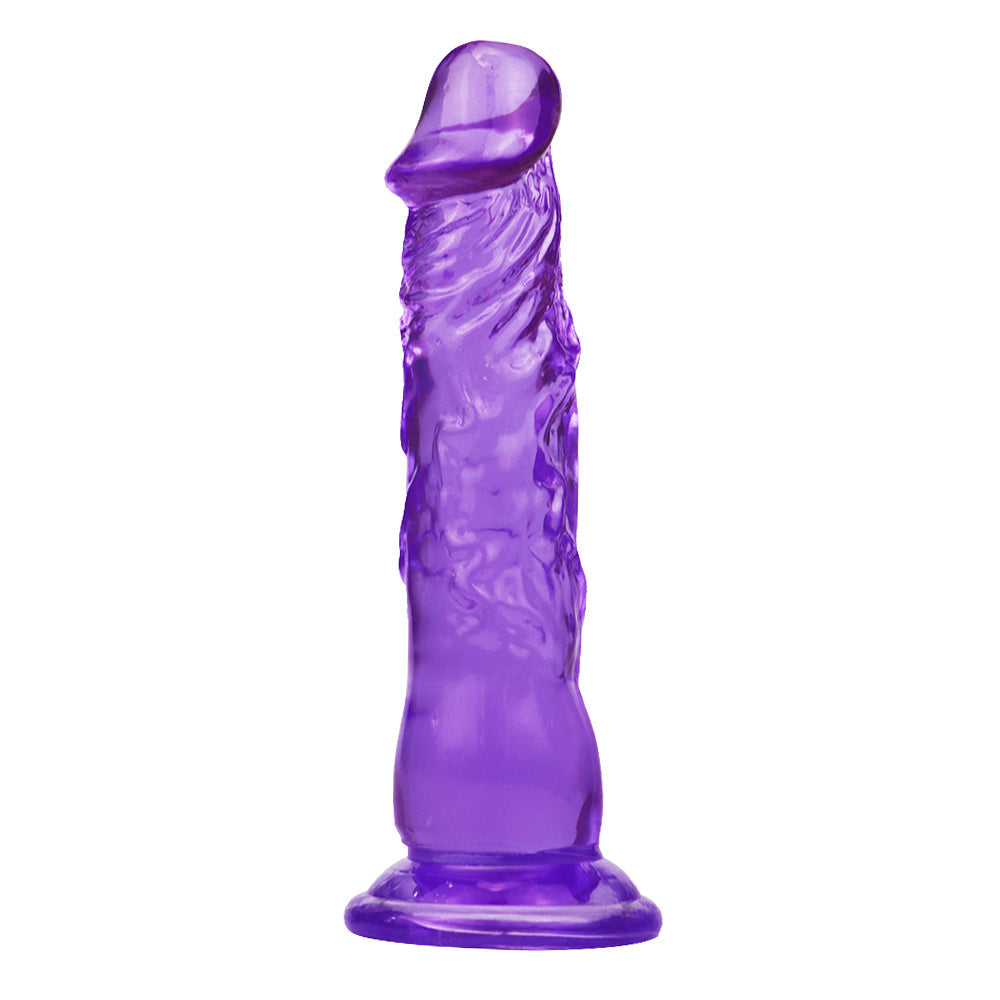 7 Inch Purple Realistic Textured Slim Dildo