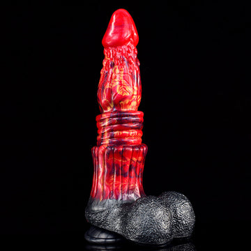 Red Fantasy Monster Ribbed Tapered Dildo