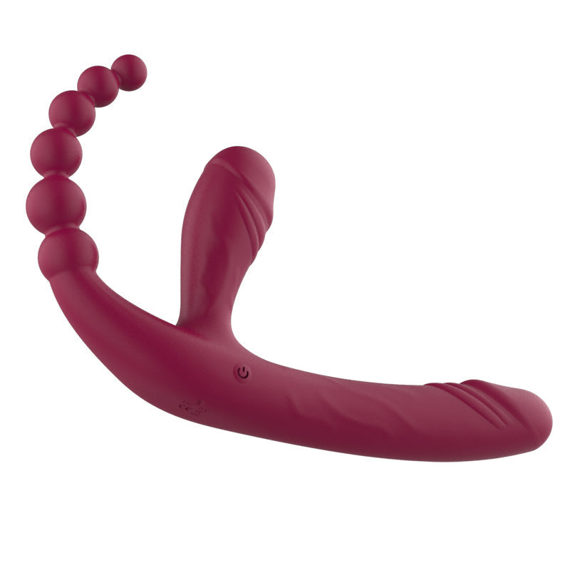 Three Head Sex Toy Couple Strapless Strap-On Dildo