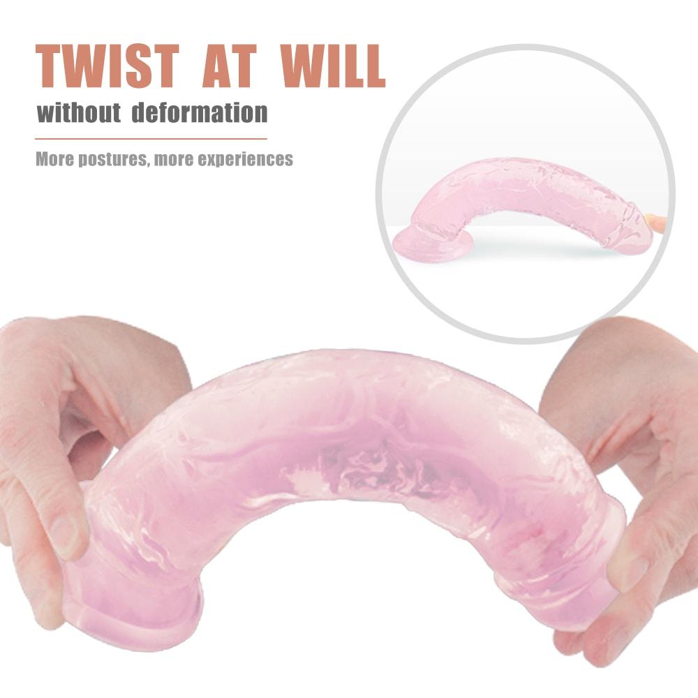 25 cm Super Suction Pink Transparent Realistic Dildo