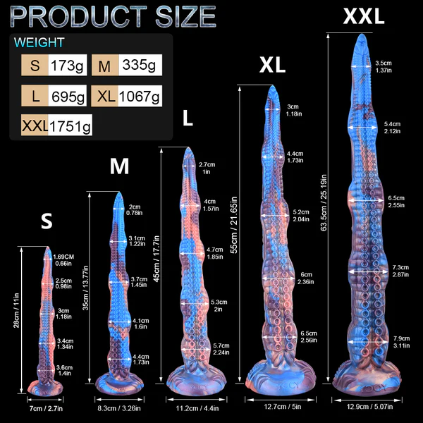 Blue Extra Long Tentacle Fantasy Monster Dildo