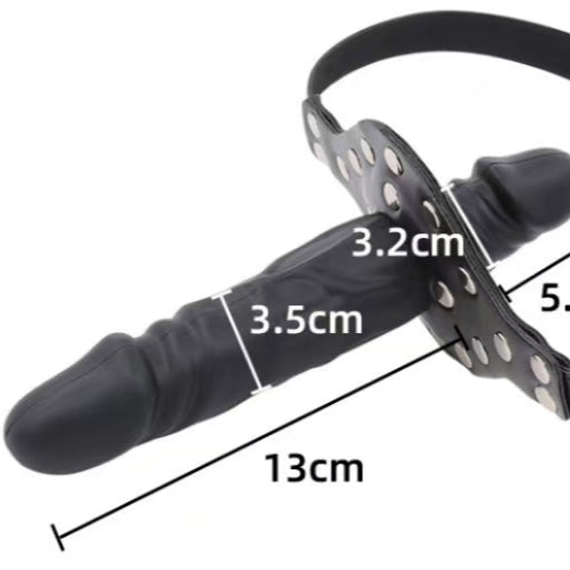 Dildo Mouth Gag Black Double-Ended