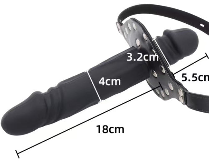 Dildo Mouth Gag Black Double-Ended