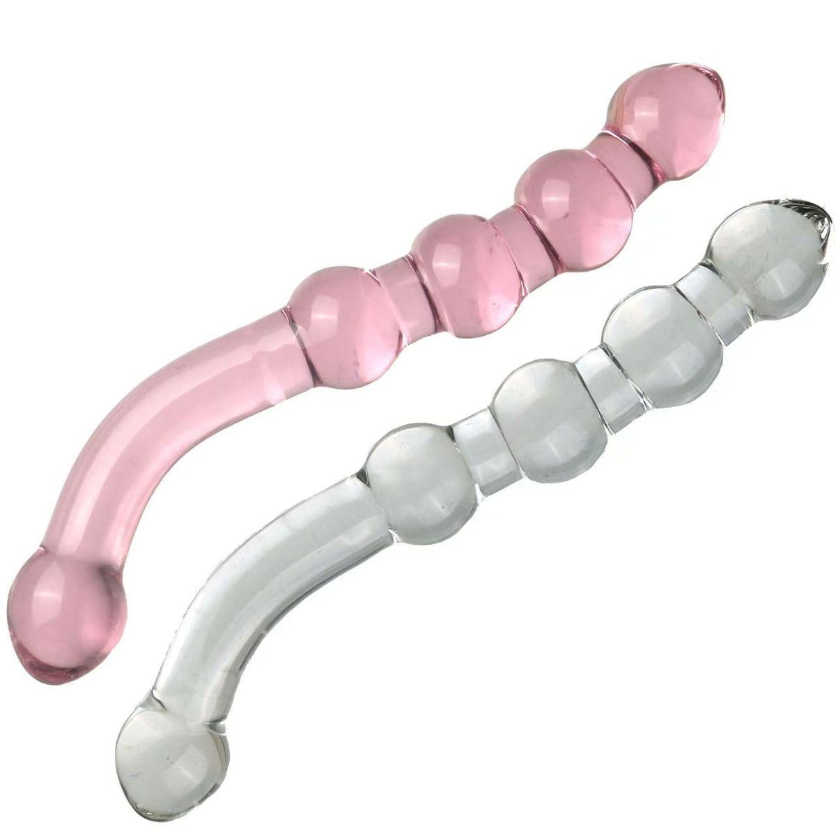 Pink Beads g-Spot Stimulator Glass Dildo