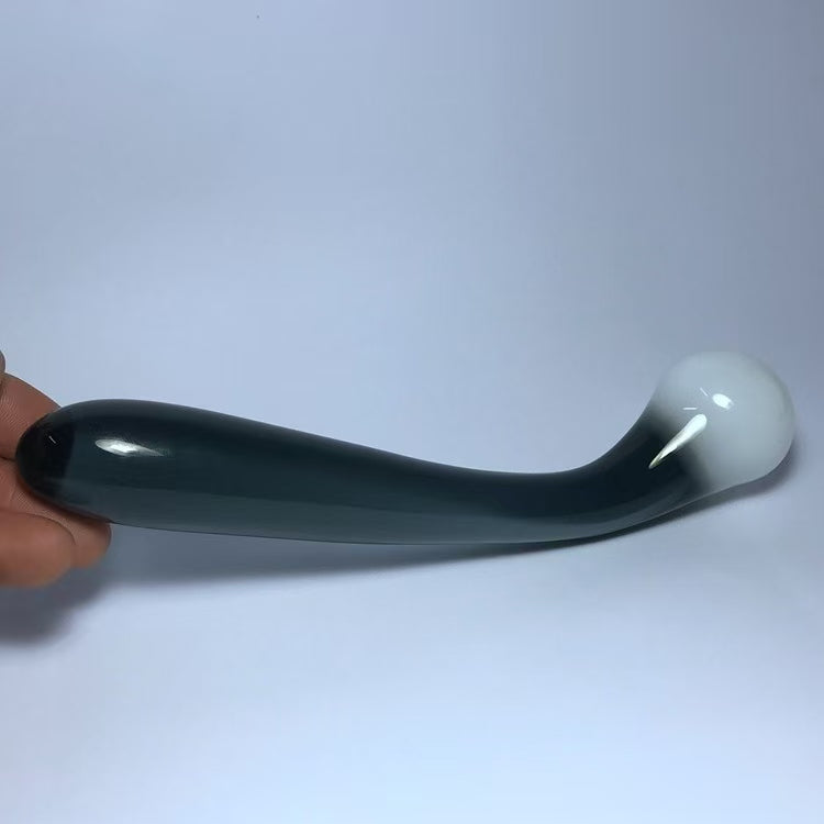 7.8 Inch Black White Double Ended Glass Dildo