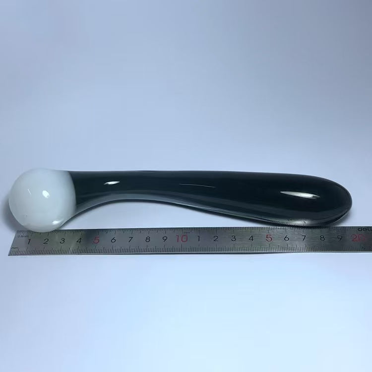 7.8 Inch Black White Double Ended Glass Dildo