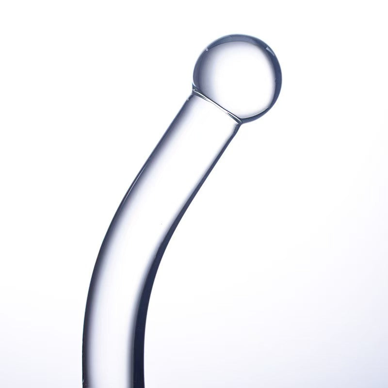 10.6 Inch Ribbed Curved Double Headed Glass Dildo