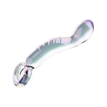 6.89 Inch Purple Glass Textured Ribbed Anal Dildo