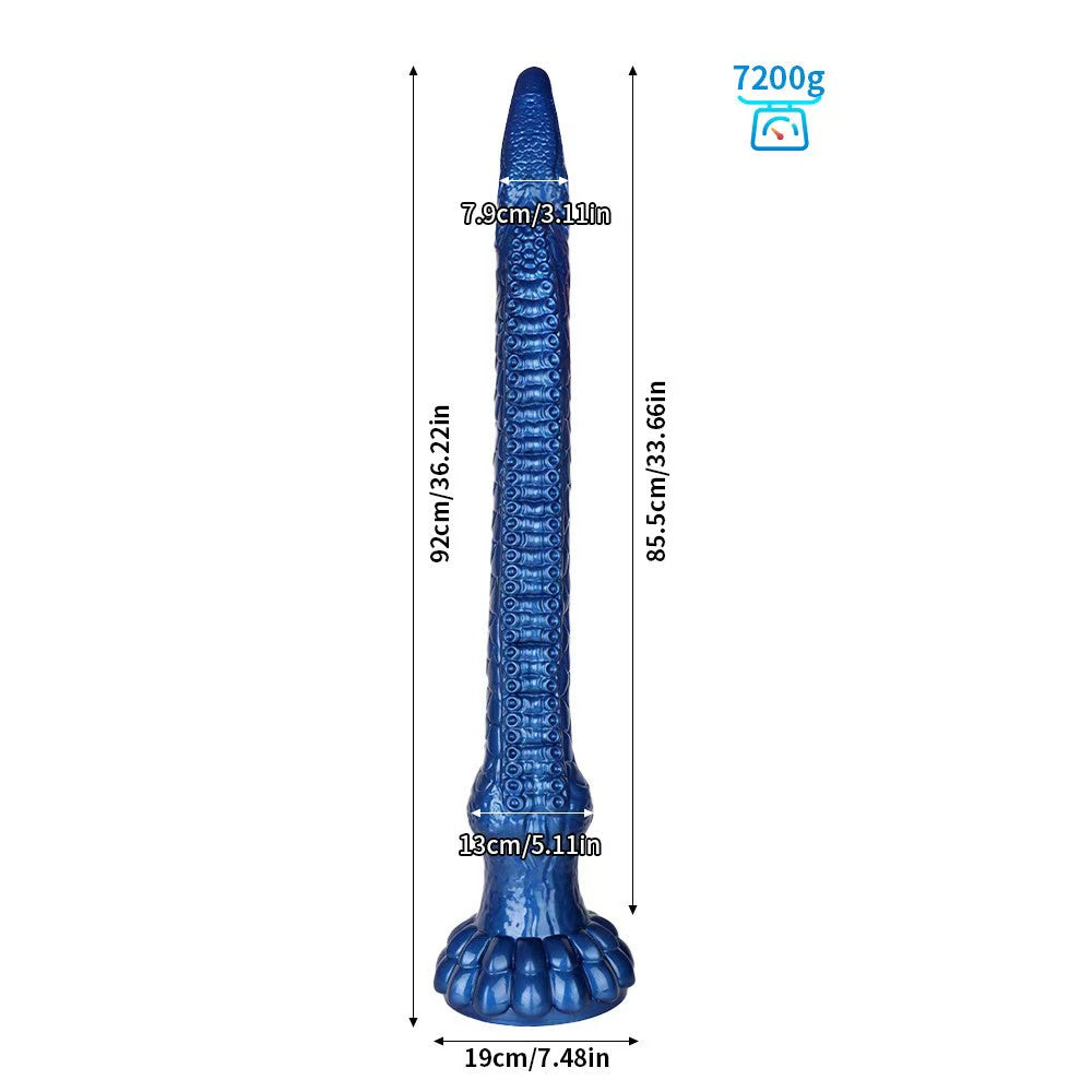 3 Foot Blue Fantasy Alien Textured Tentacle Dildo