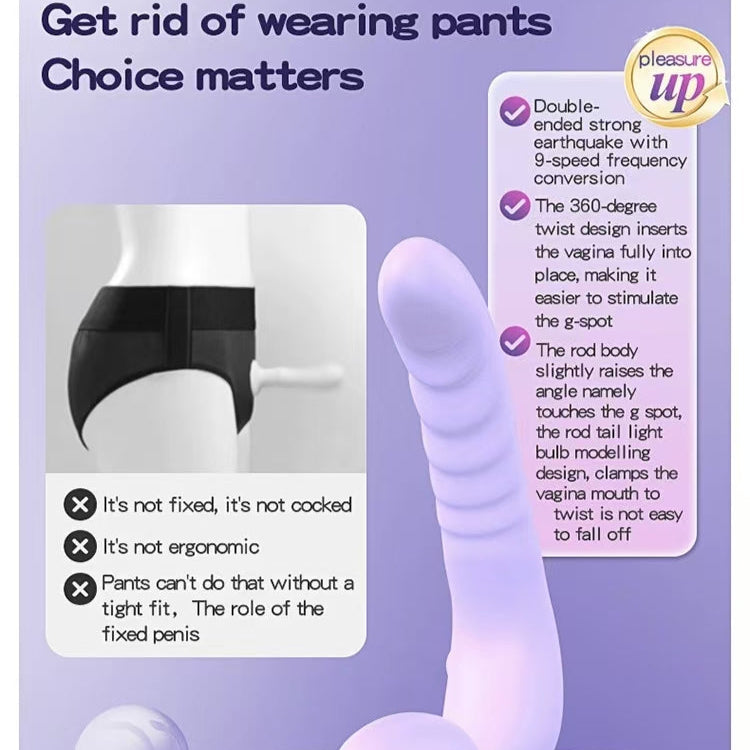Purple Lesbian Double Vibrator Strapless Dildo