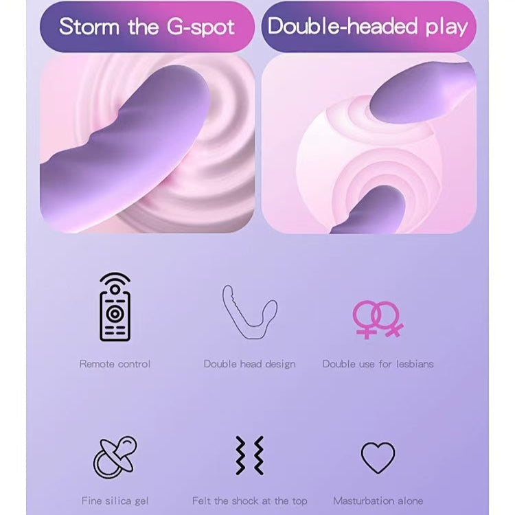Purple Lesbian Double Vibrator Strapless Dildo