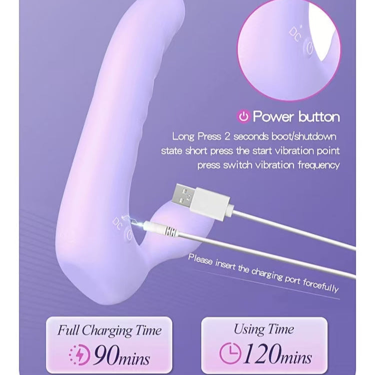Purple Lesbian Double Vibrator Strapless Dildo