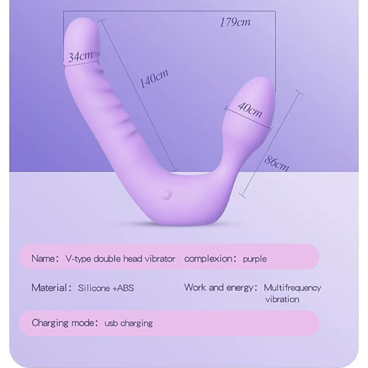 Purple Lesbian Double Vibrator Strapless Dildo