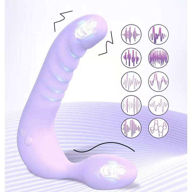 Purple Lesbian Double Vibrator Strapless Dildo