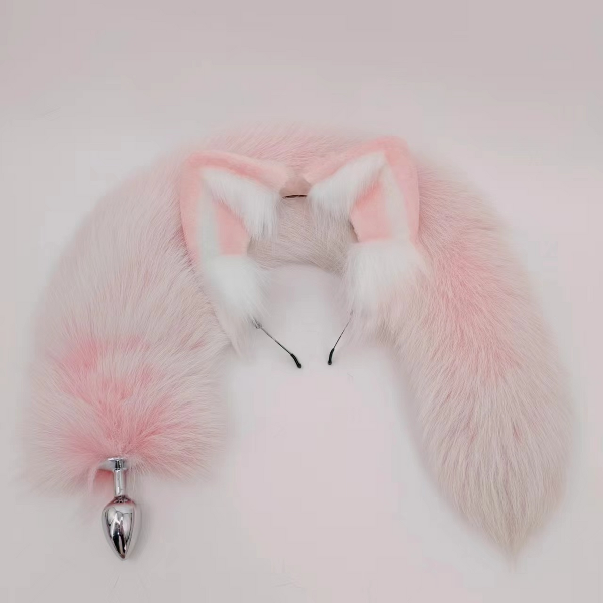 27 Inch Pink Real Fox Tail Butt Plug