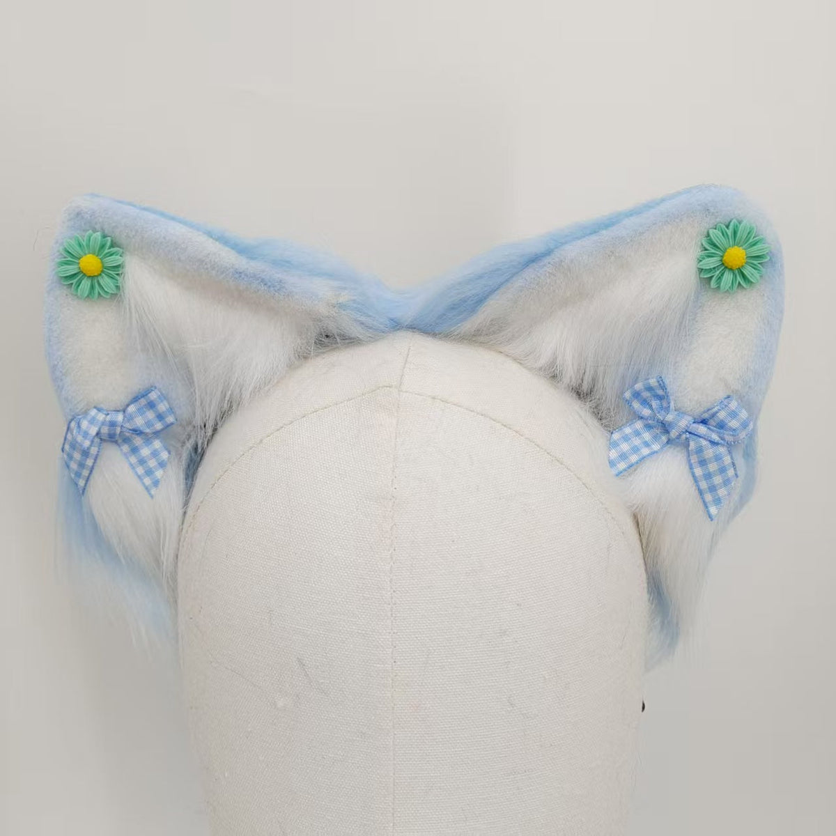 Blue Real Fox Tail Butt Plug Set