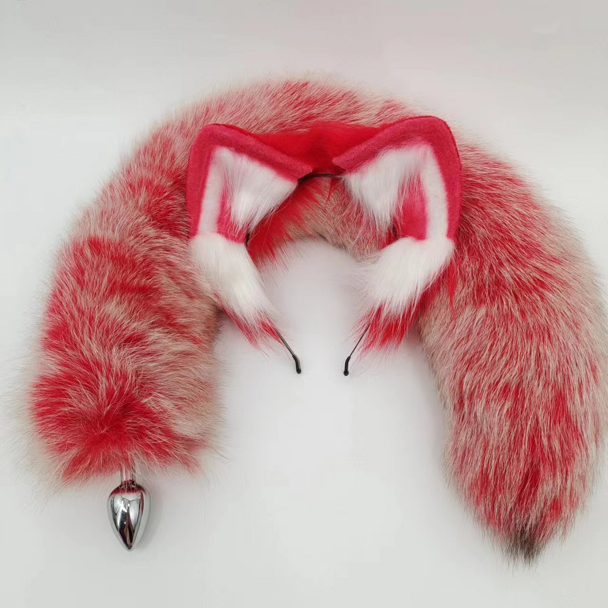Red Metal Furry Fox Anal Plug Tail