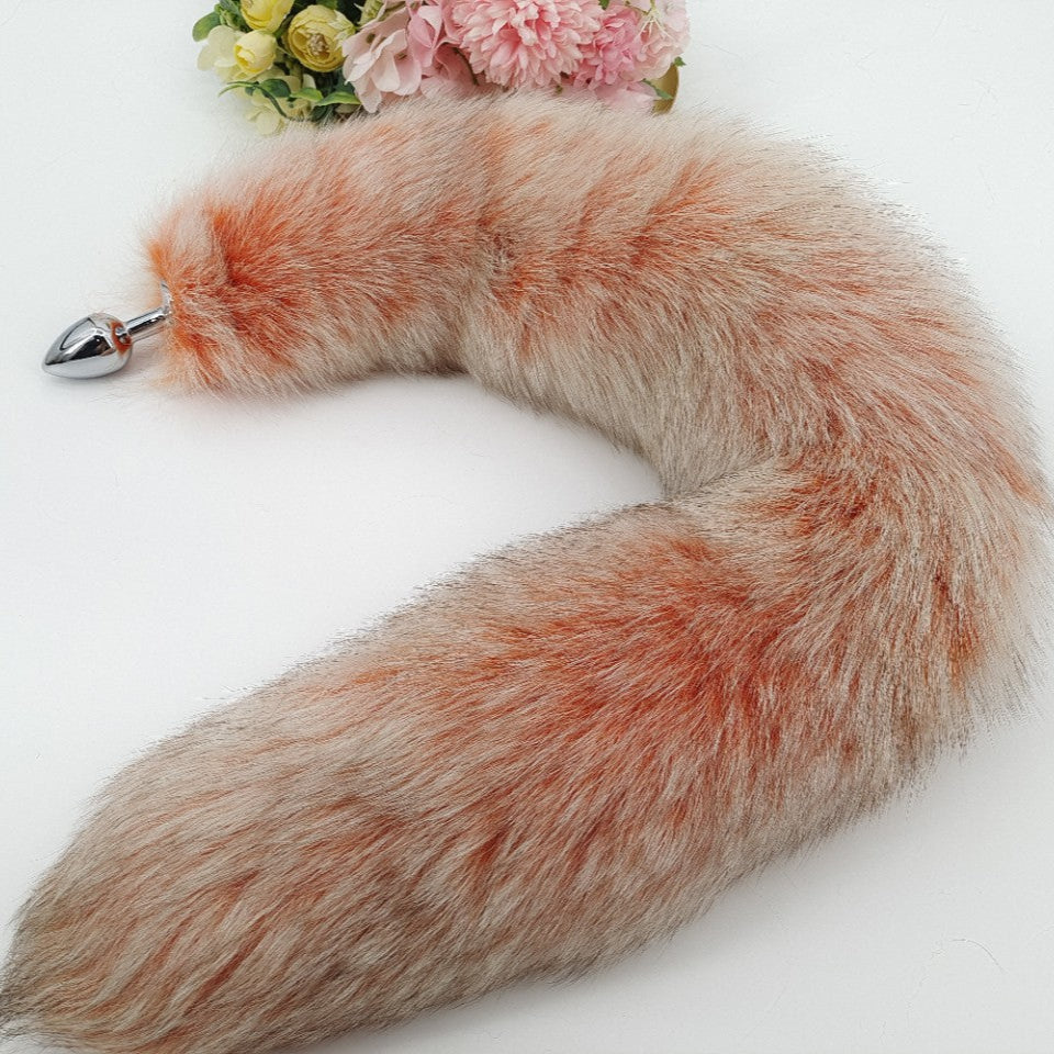 Orange Metal Fox Butt Plug With Tail