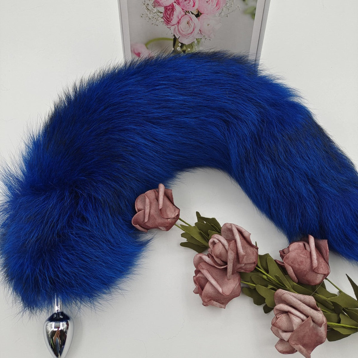 Blue Furry Metal Fox Tail Butt Plug