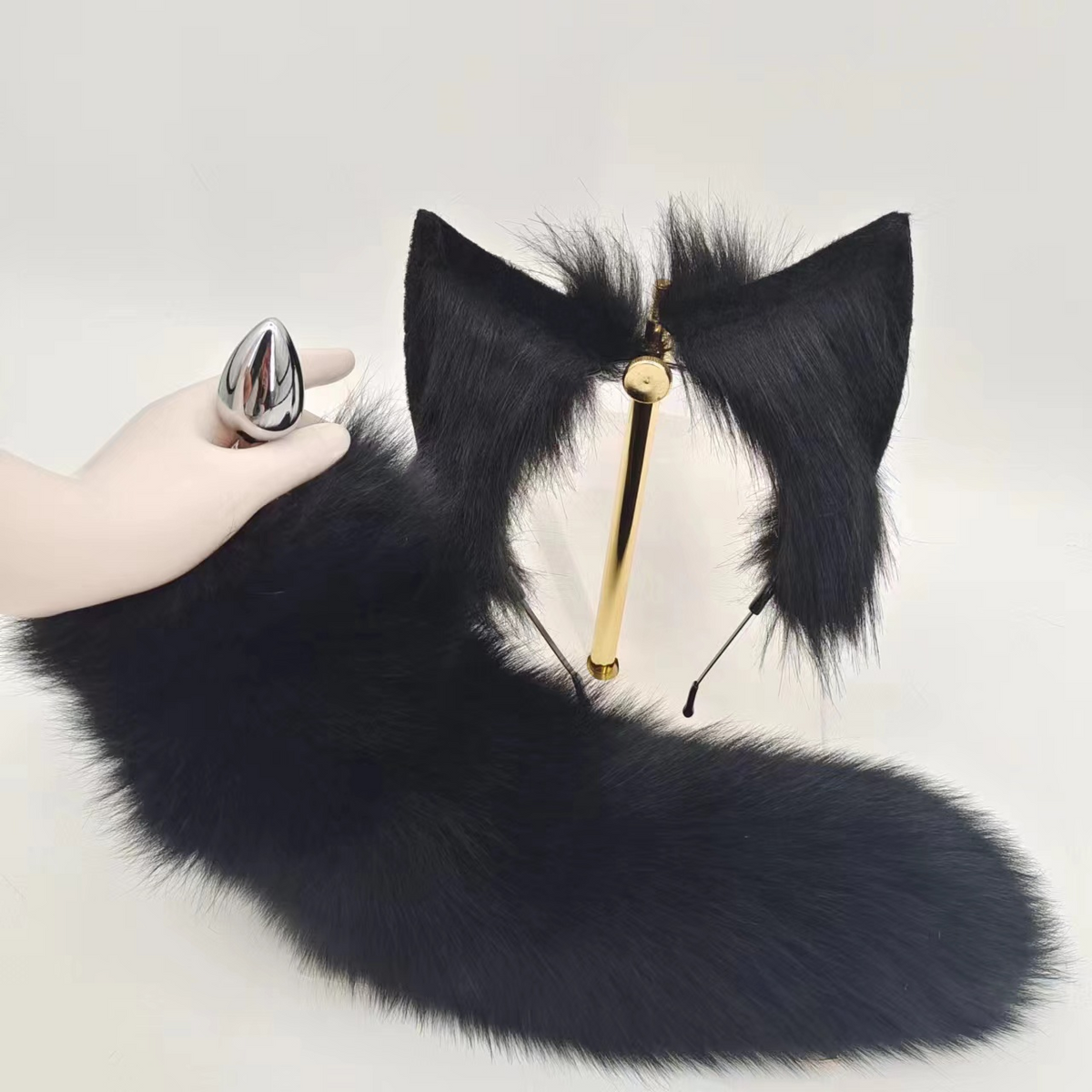 Black Fluffy Fox Tail Butt Plug