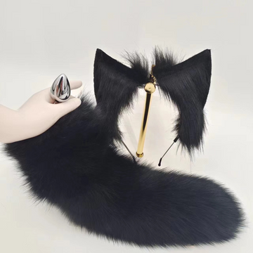 Black Fluffy Fox Tail Butt Plug